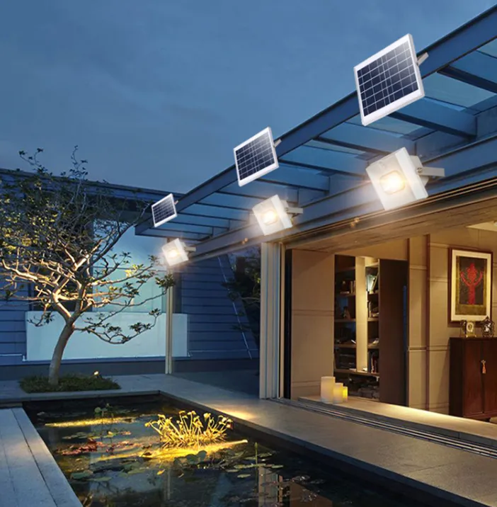 LED solar flood light with external solar panel and remote control circuit 100w