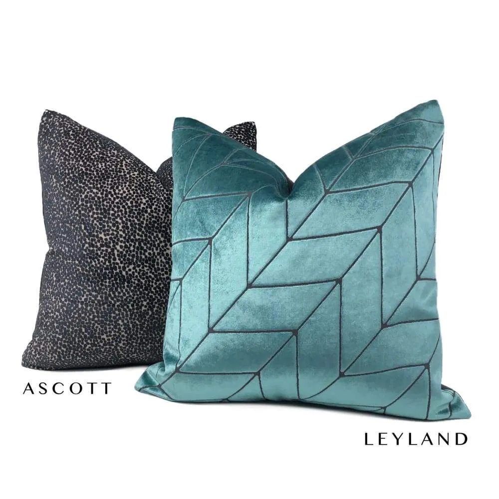 Leyland Teal Green Diagonal Chevron Velvet Pillow Cover