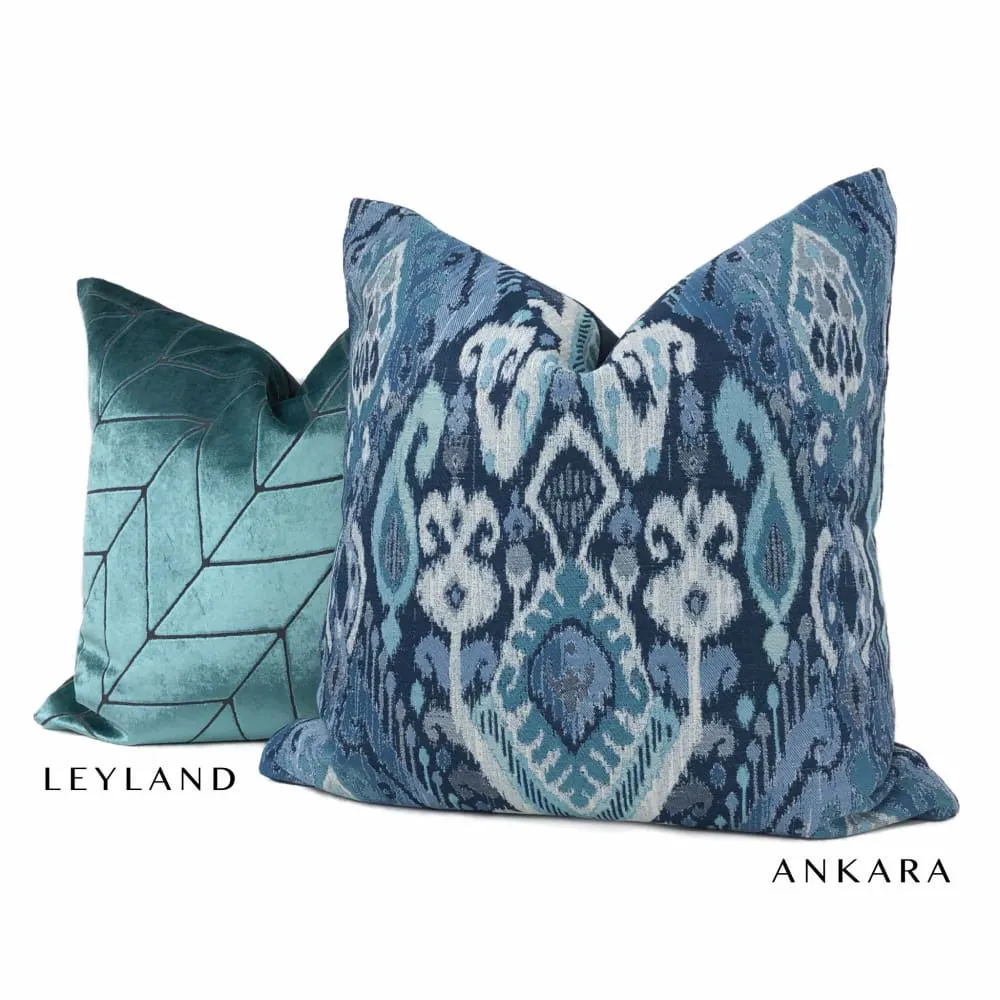 Leyland Teal Green Diagonal Chevron Velvet Pillow Cover