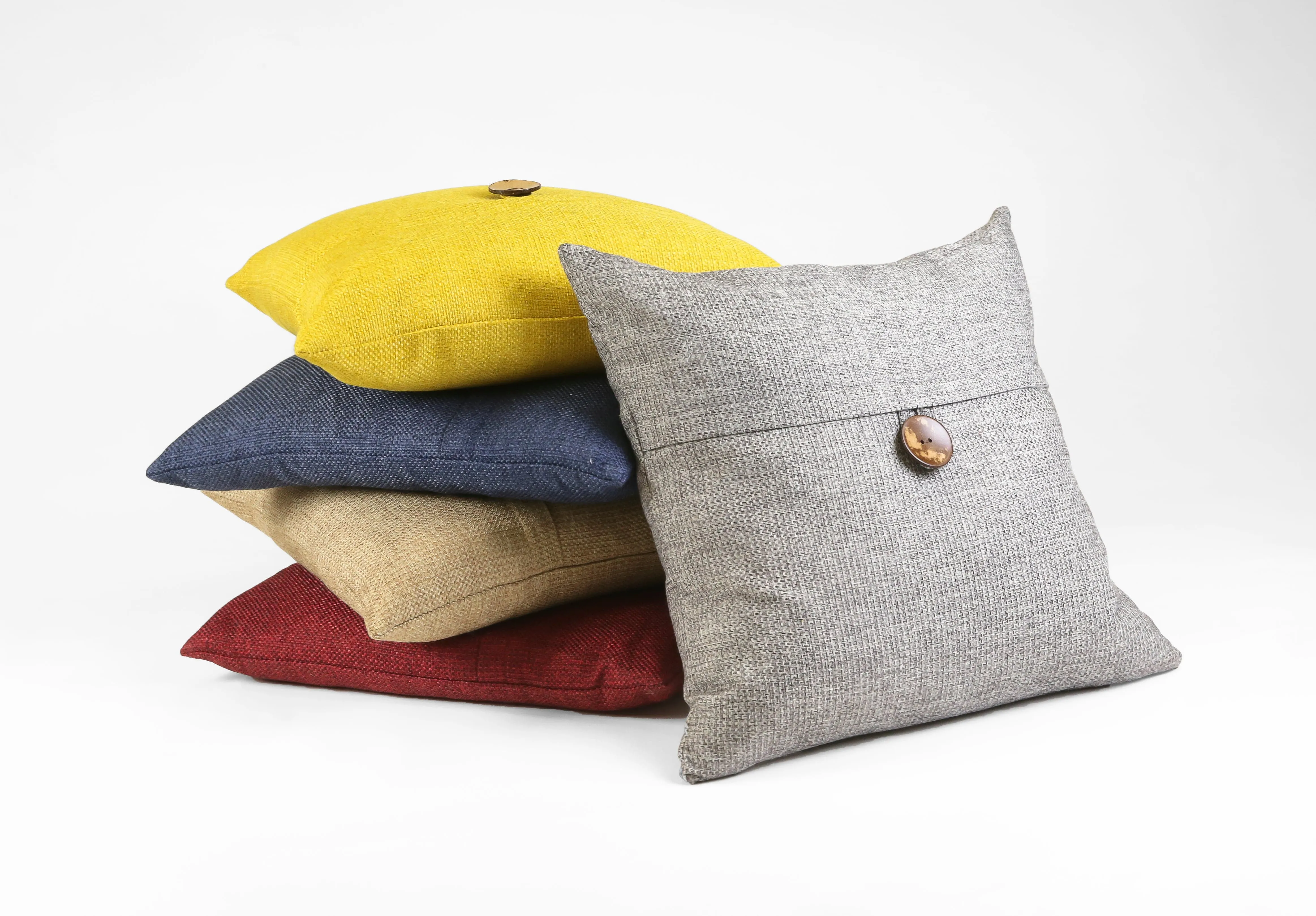 Linen Texture Woven Button Decorative Pillow Cover