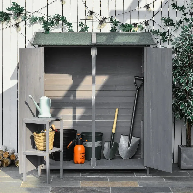 Lockable Garden Wood Storage Shed 139 x 75 x 160cm, Grey