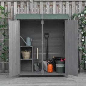 Lockable Garden Wood Storage Shed 139 x 75 x 160cm, Grey