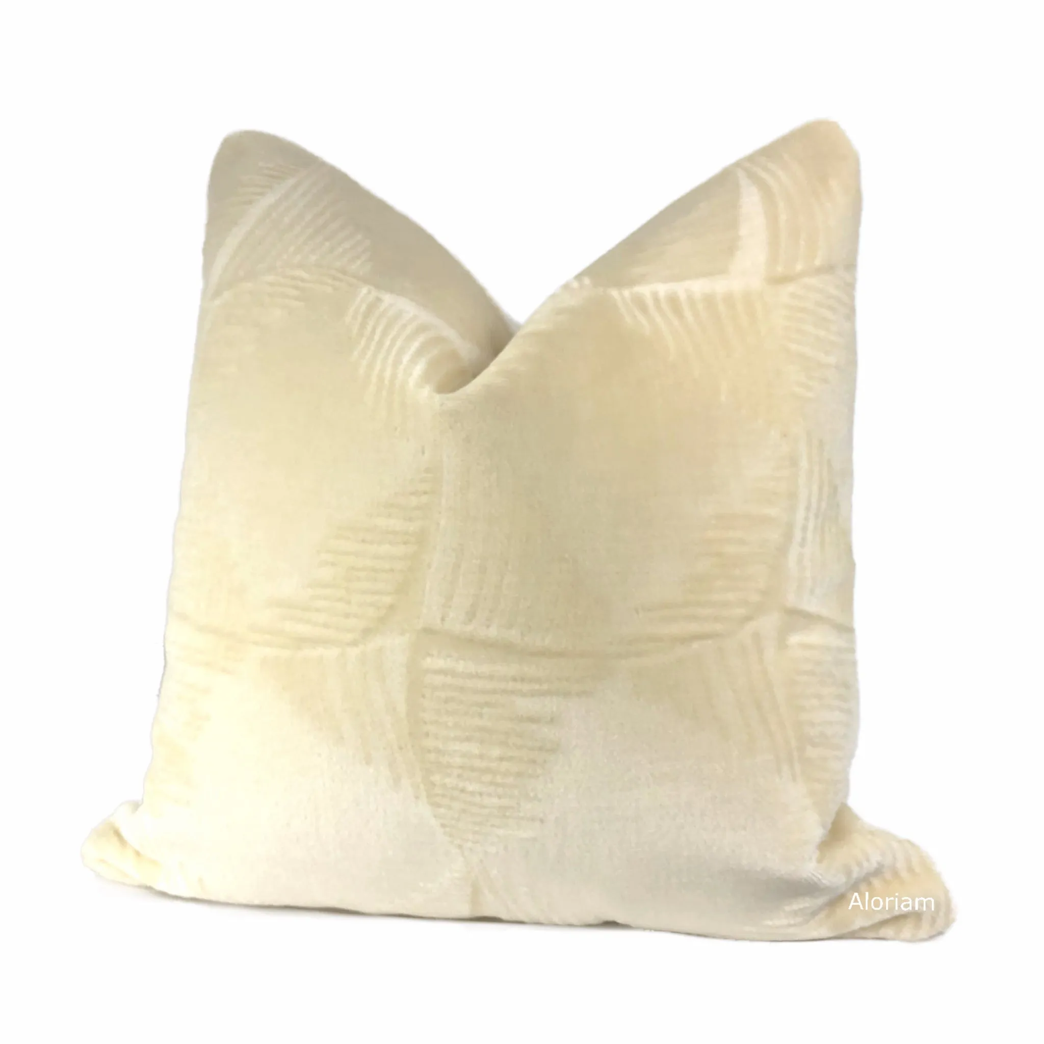 Ludlow Cream Mohair Velvet Pillow Cover (Brunschwig & Fils Fabric available by the Yard)