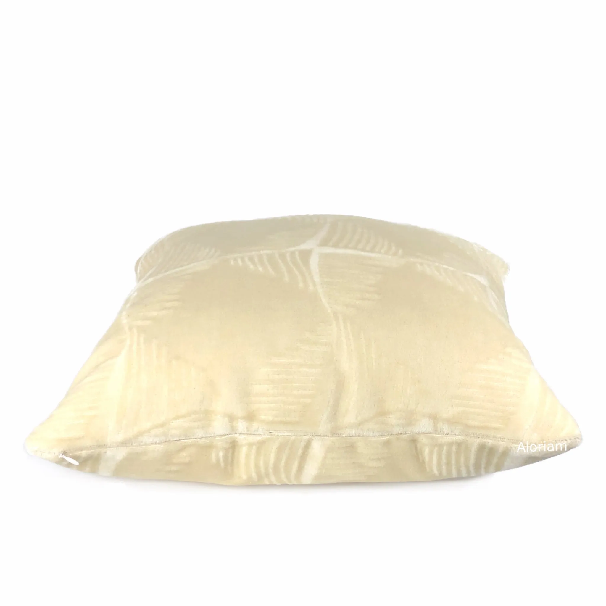 Ludlow Cream Mohair Velvet Pillow Cover (Brunschwig & Fils Fabric available by the Yard)