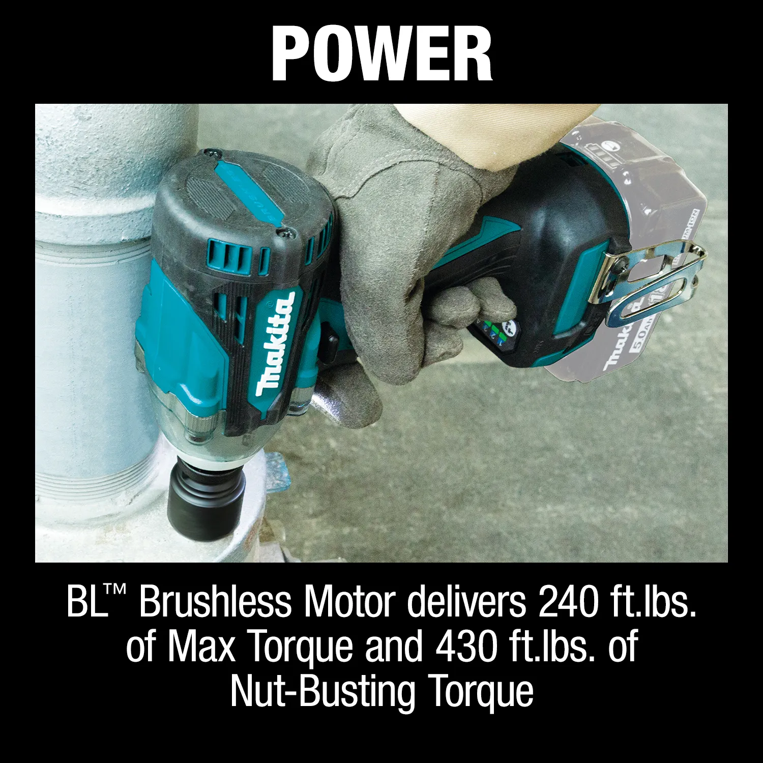 Makita XWT15XVZ 18V LXT® Lithium-Ion Brushless Cordless 4-Speed 1/2" Sq. Drive Utility Impact Wrench w/ Detent Anvil (Tool Only)