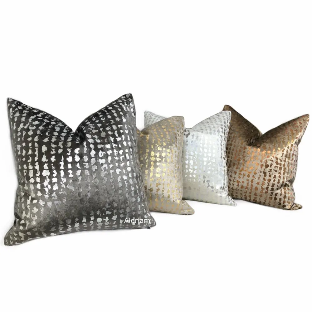 Matteo Graphite & Silver Metallic Leopard Spot Pillow Cover