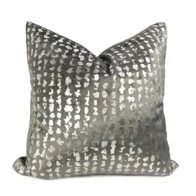 Matteo Graphite & Silver Metallic Leopard Spot Pillow Cover