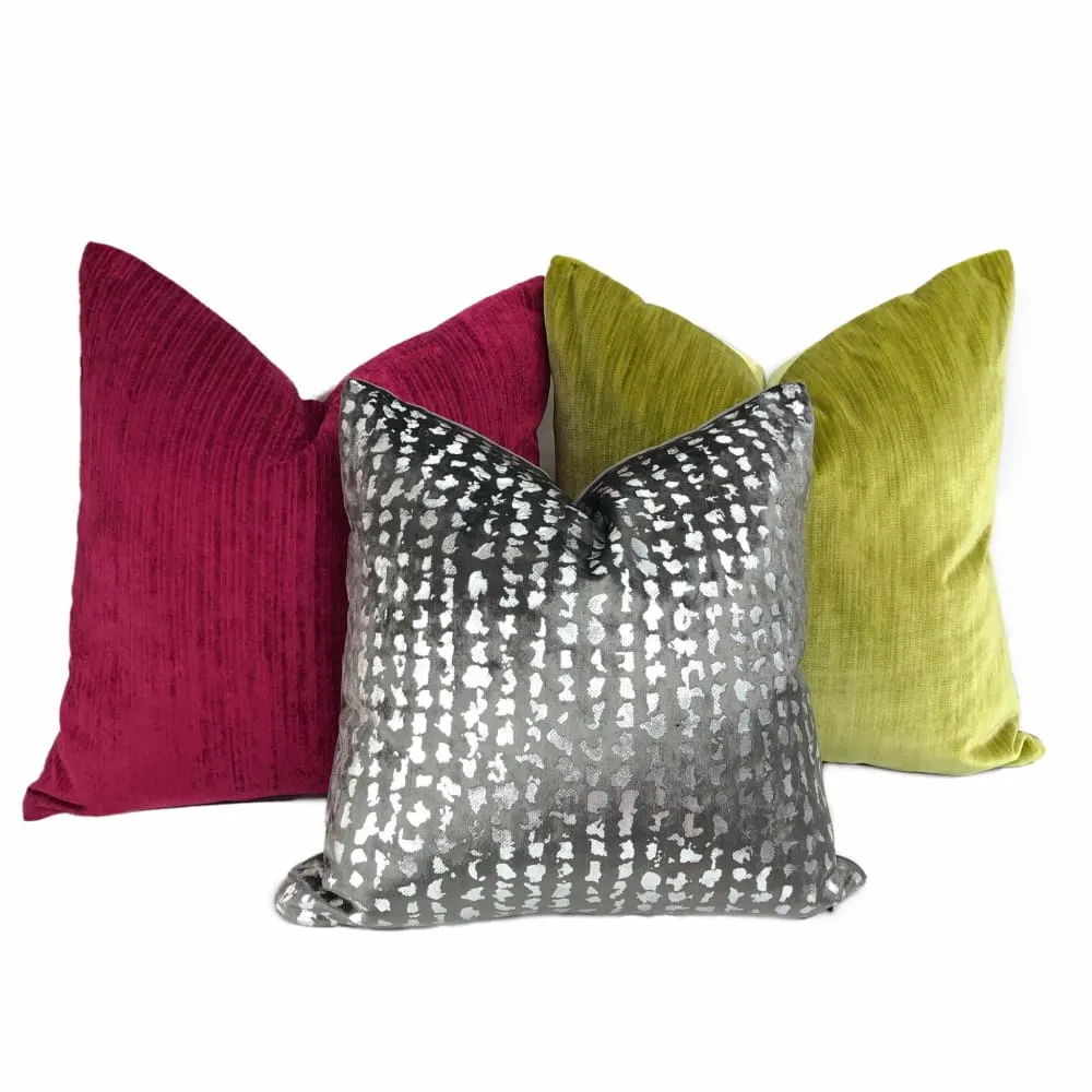 Matteo Graphite & Silver Metallic Leopard Spot Pillow Cover