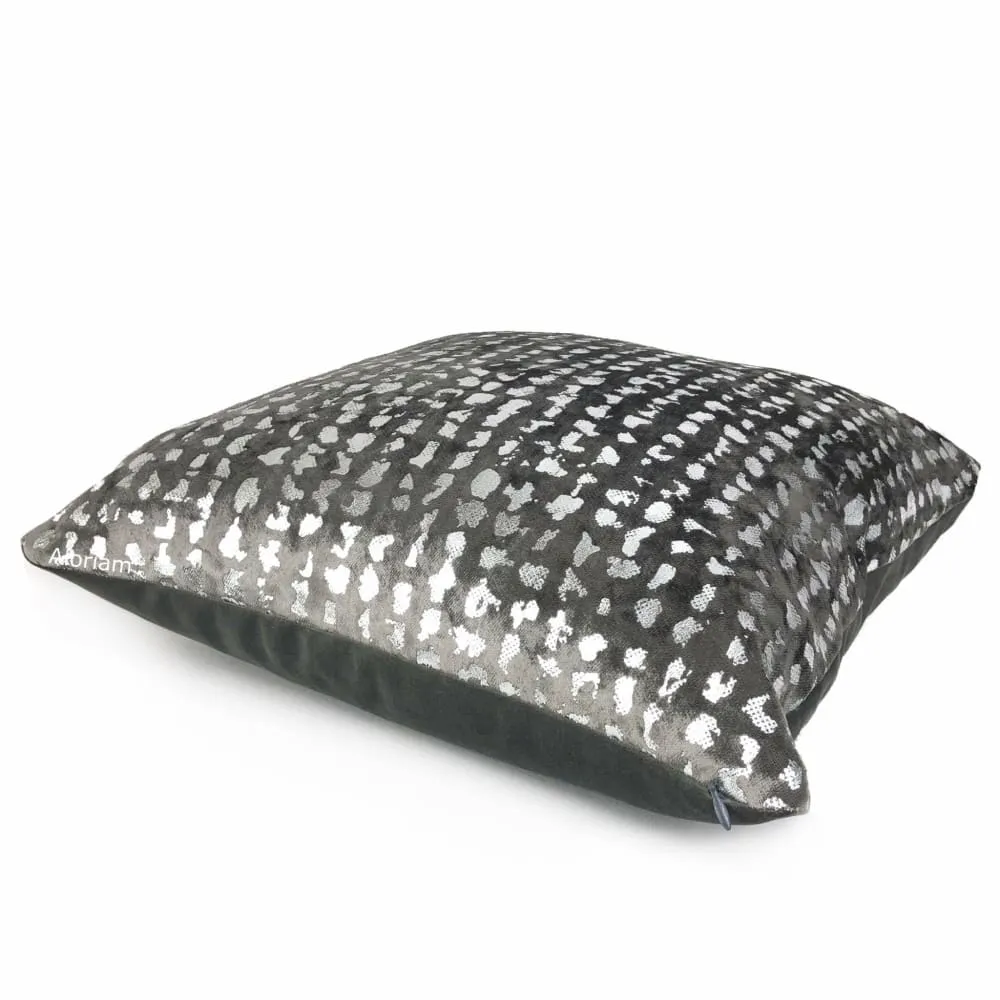 Matteo Graphite & Silver Metallic Leopard Spot Pillow Cover