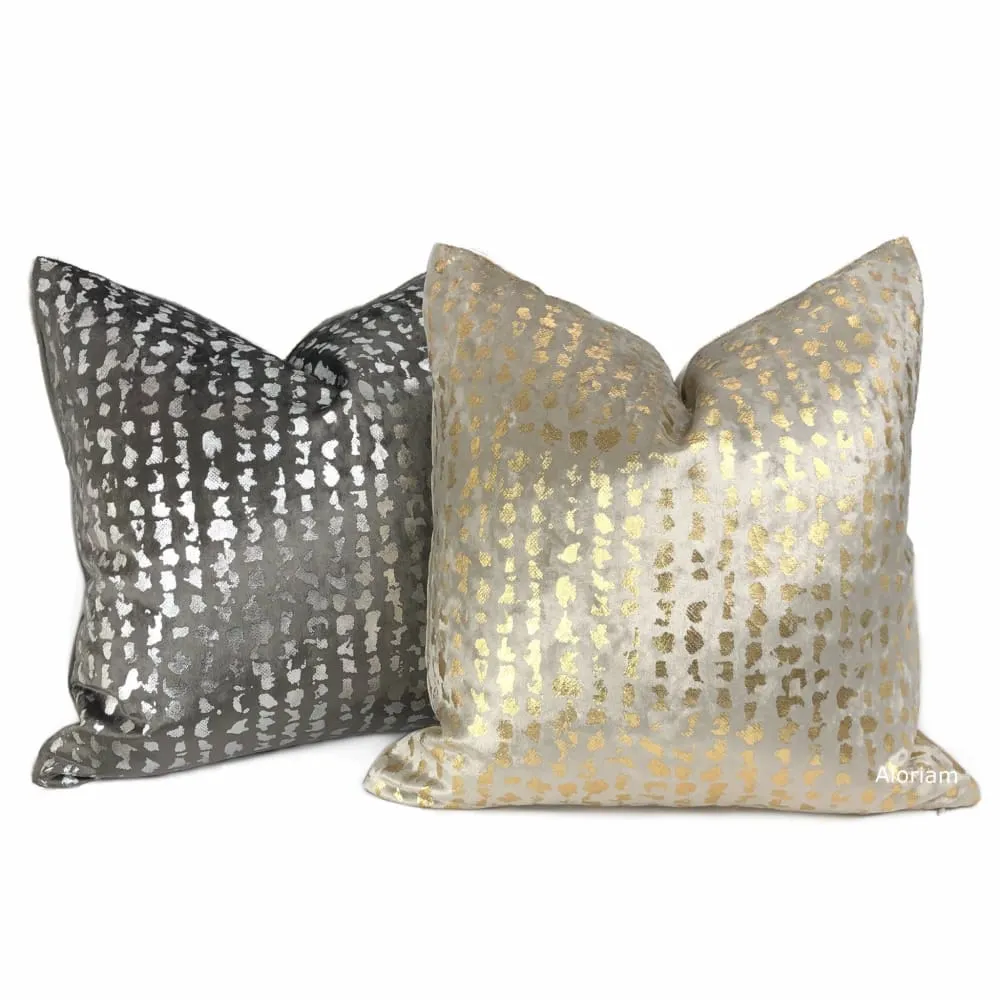 Matteo Graphite & Silver Metallic Leopard Spot Pillow Cover