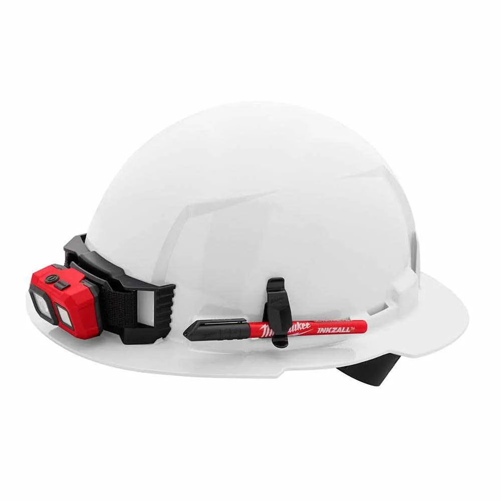 Milwaukee 48-73-1101 White Full Brim Hard Hat with 4PT Ratcheting Suspension – Type 1 Class E