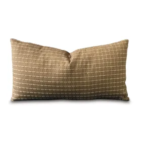 Mocha Brown Check Lumbar Pillow Cover 11x21