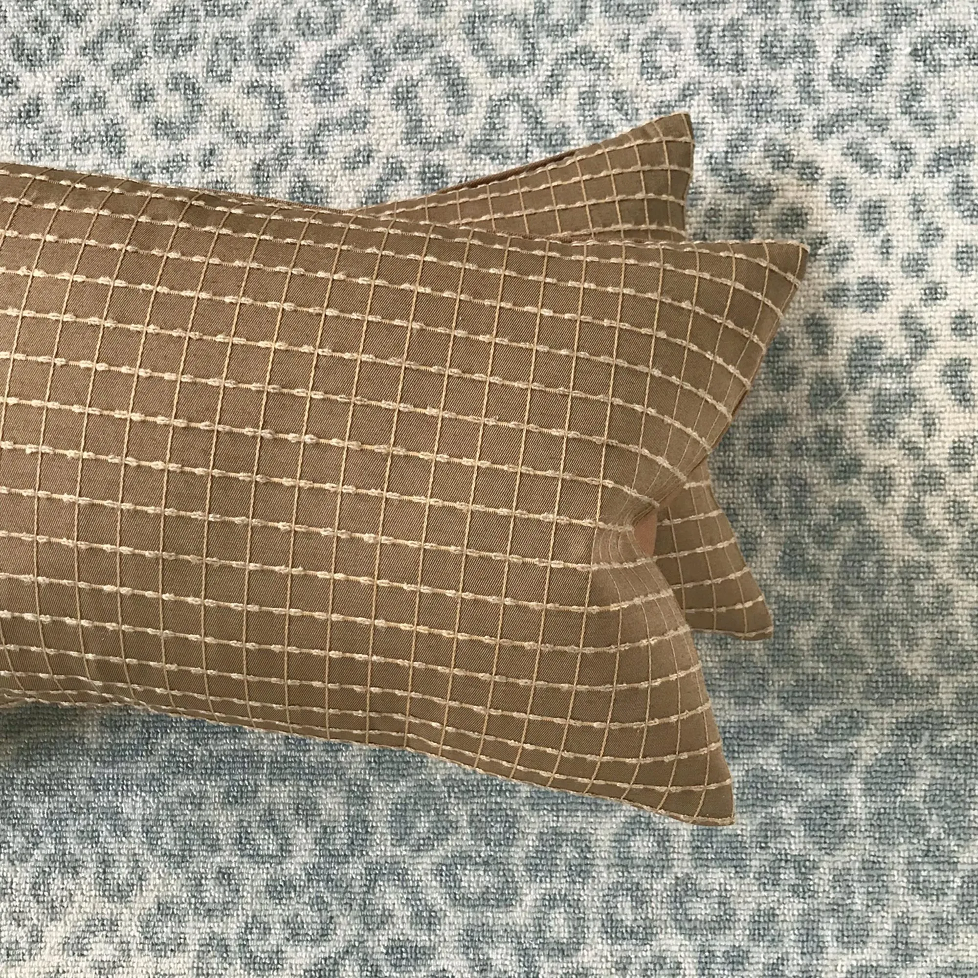 Mocha Brown Check Lumbar Pillow Cover 11x21