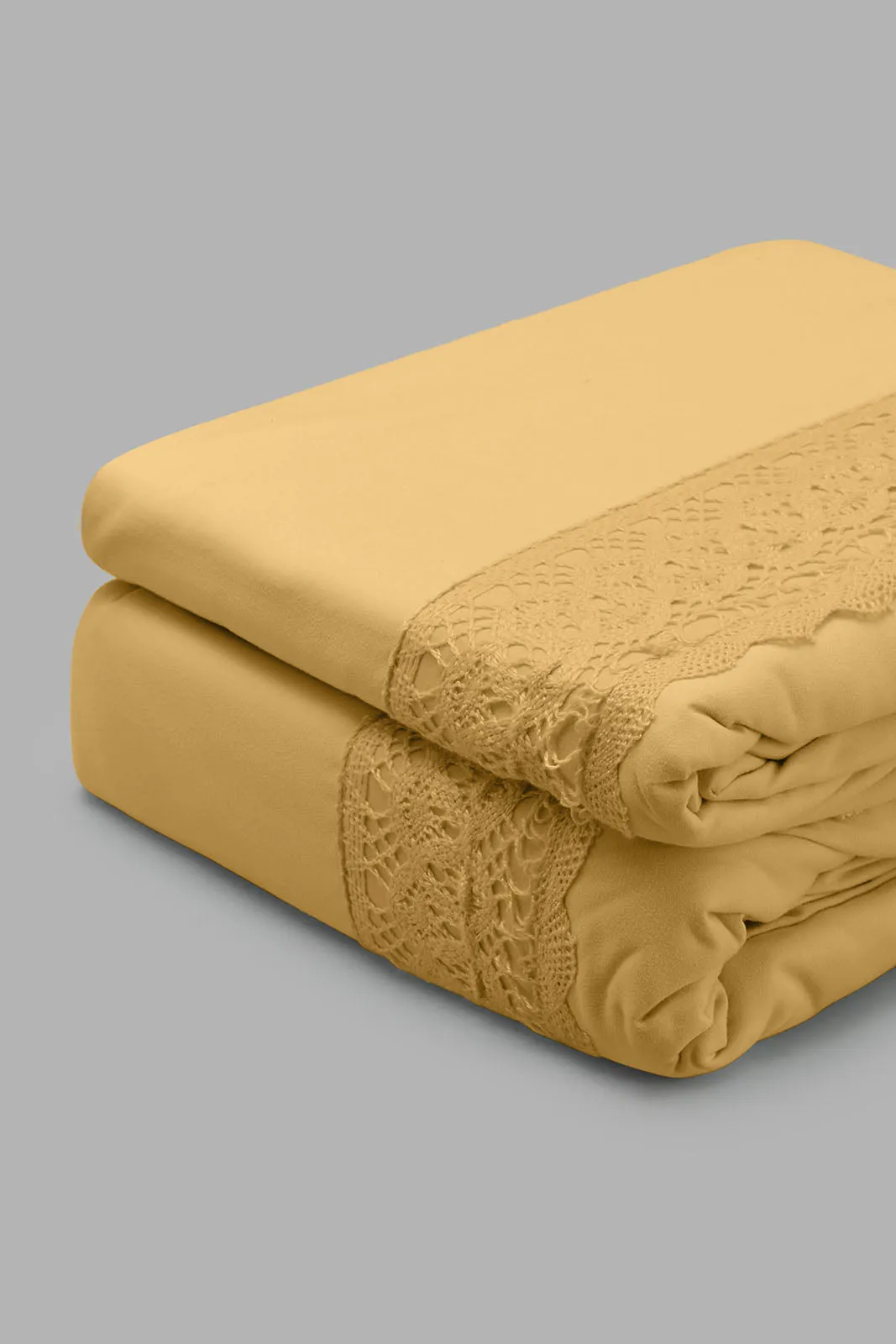 Mustard Lace Duvet Cover Set Double Size (3 Piece)