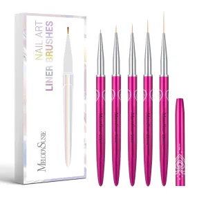 Nail Art Liner Brushes 5Pcs - Rose Pink