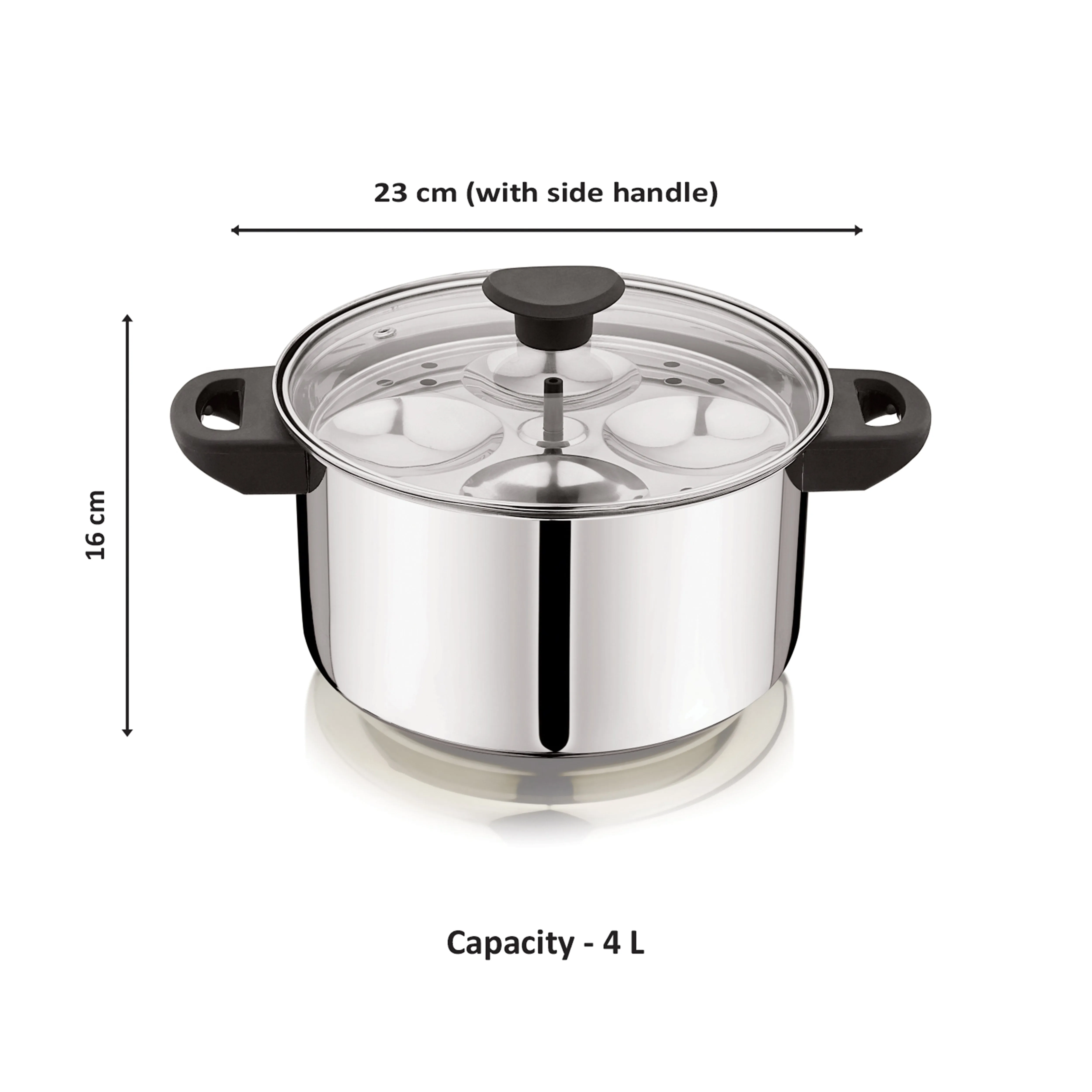 NanoNine Stainless Steel Multi Cooker Premium With Metal Stand, 4 Regular Idli  Plate  2 Dhokla  Plate   2 steamer Plate   1 Metal stand, 1 Unit ,Silver Colour 4 Liter