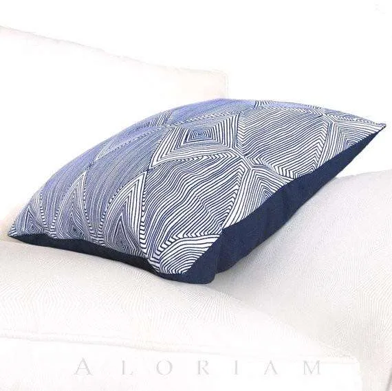 Nate Berkus Navy Blue White Geometric Diamond Pattern Pillow Cover