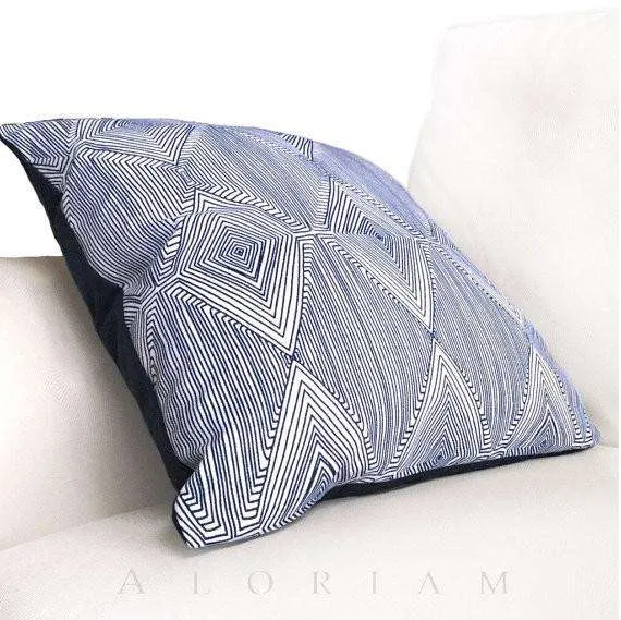 Nate Berkus Navy Blue White Geometric Diamond Pattern Pillow Cover