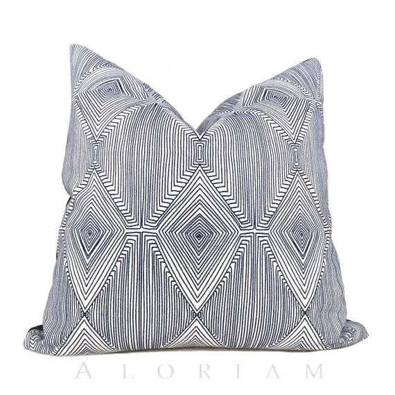 Nate Berkus Navy Blue White Geometric Diamond Pattern Pillow Cover