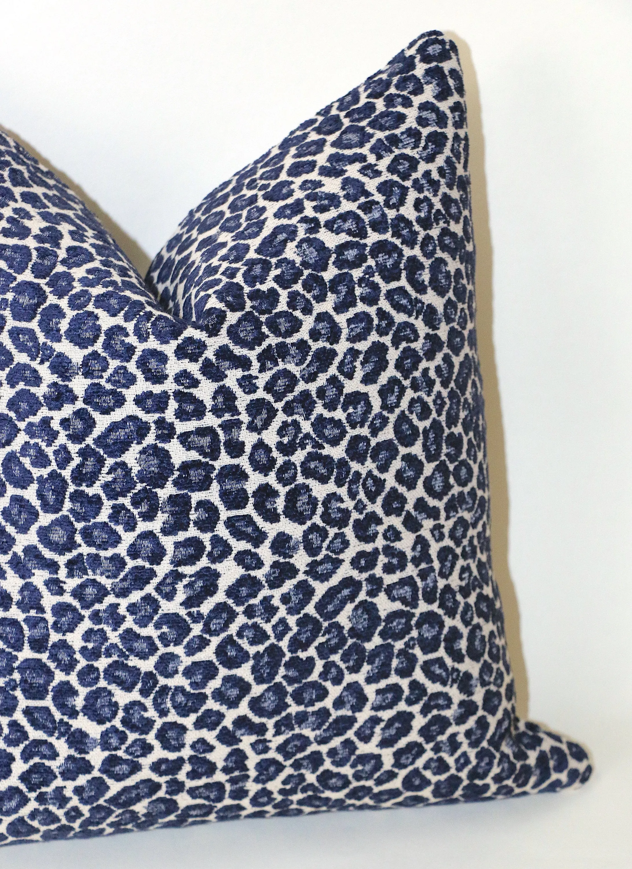 Navy or Cream Leopard Pillow Cover / Indigo Chenille Leopard: Available in 10 Sizes