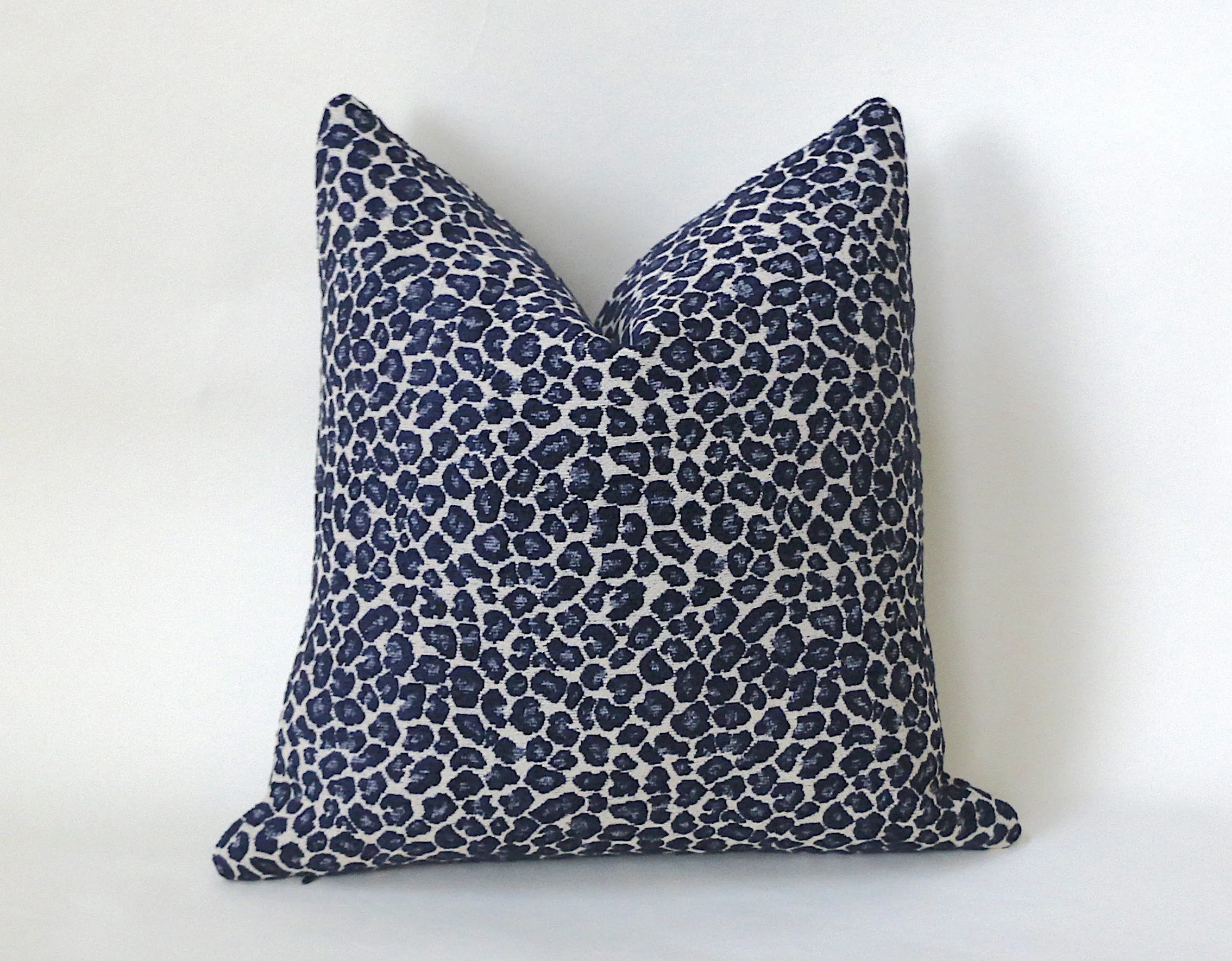 Navy or Cream Leopard Pillow Cover / Indigo Chenille Leopard: Available in 10 Sizes