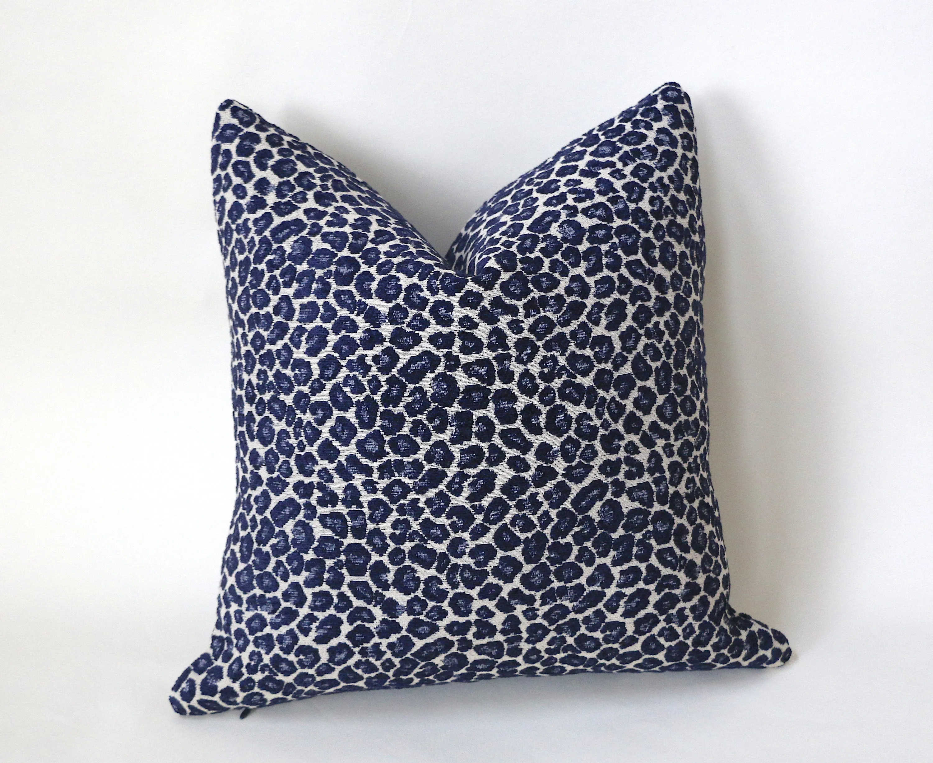 Navy or Cream Leopard Pillow Cover / Indigo Chenille Leopard: Available in 10 Sizes