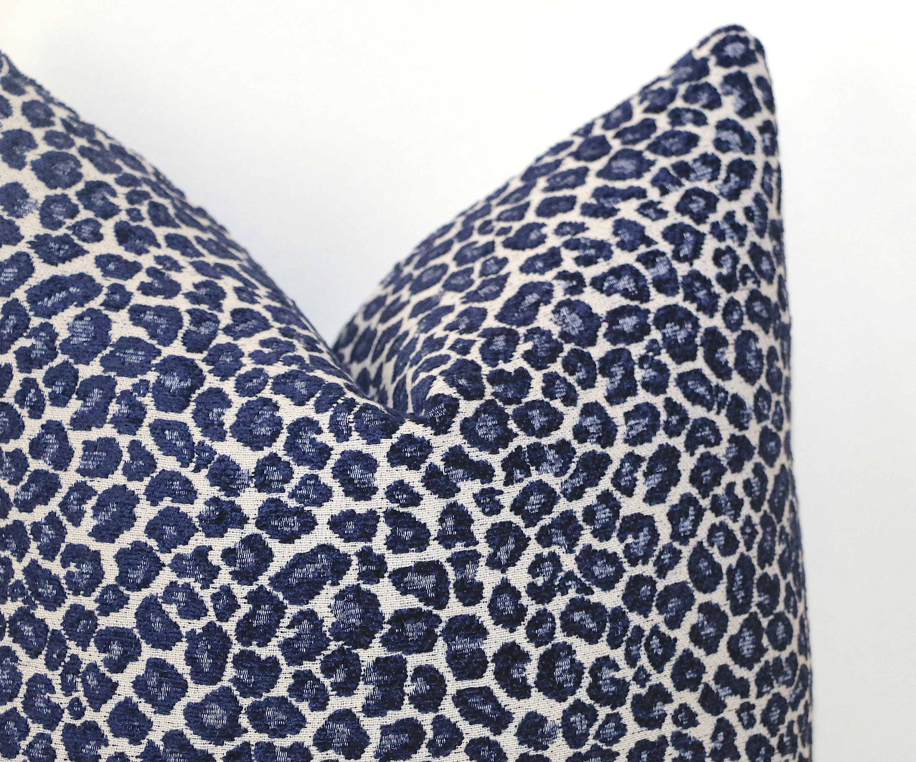 Navy or Cream Leopard Pillow Cover / Indigo Chenille Leopard: Available in 10 Sizes