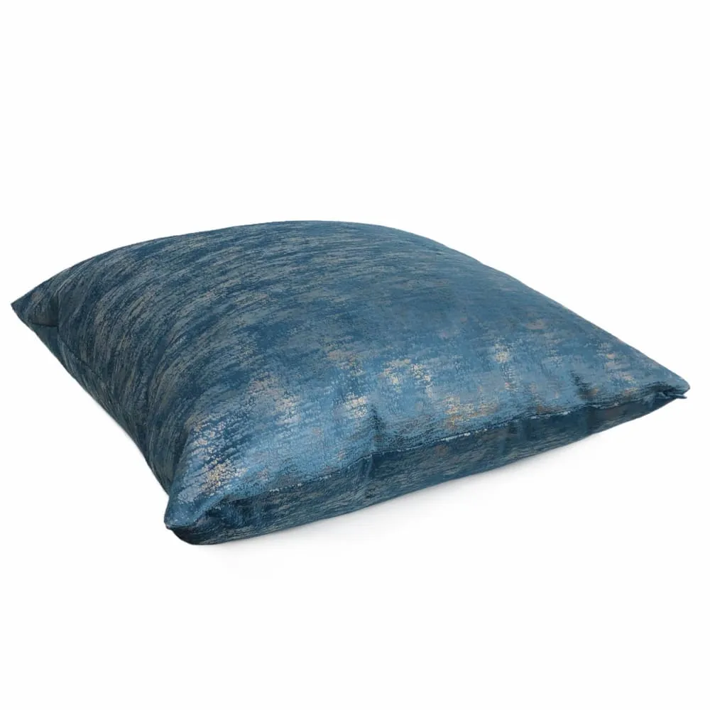 Nimbus Azure Blue Metallic Quartz Velveteen Pillow Cover (Fabric by the Yard available)