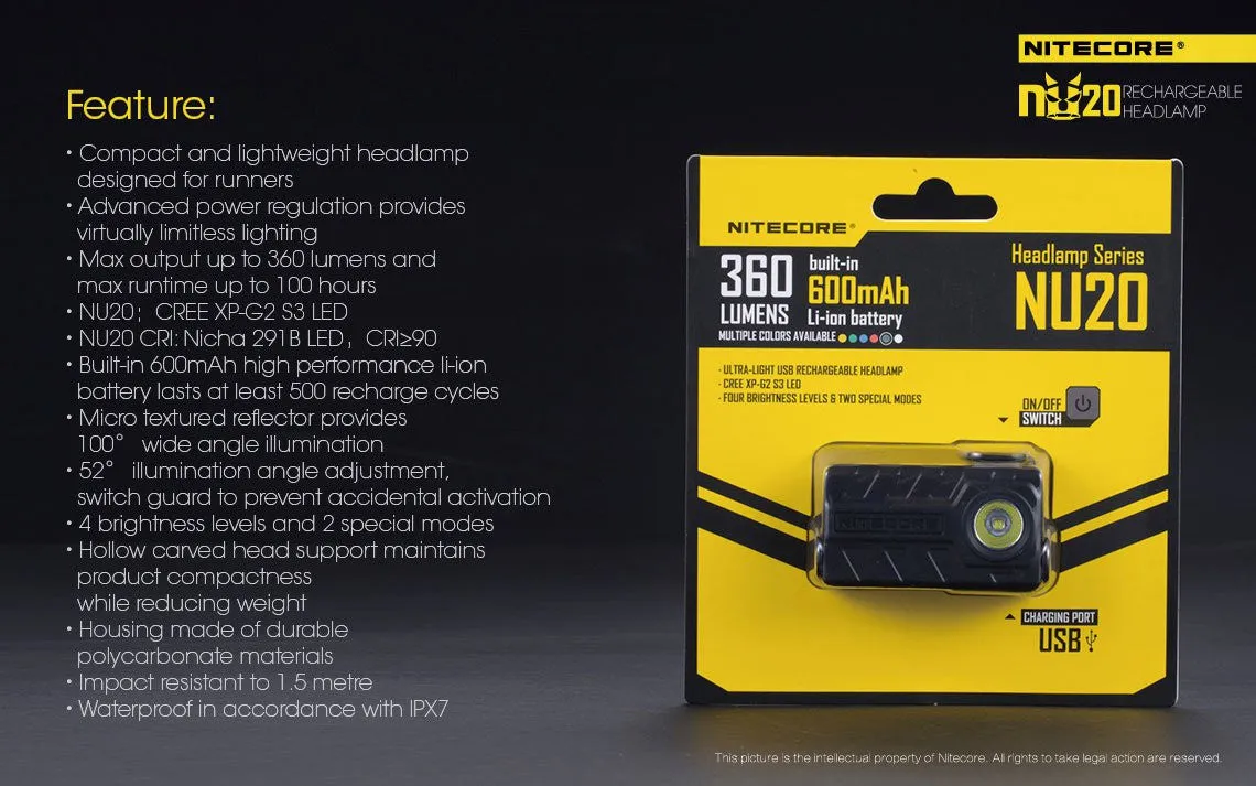 Nitecore NU20 USB Rechargeable LED Headlamp