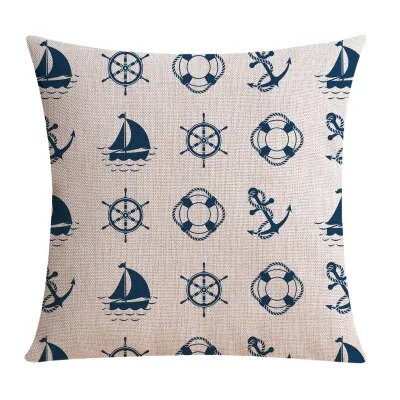 Nordic Style Mediterranean Sea Anchor Pillow Cover