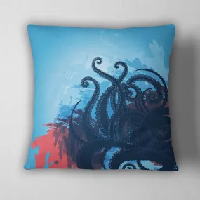 Ocean Blue Octopus Tentacle Throw Pillow