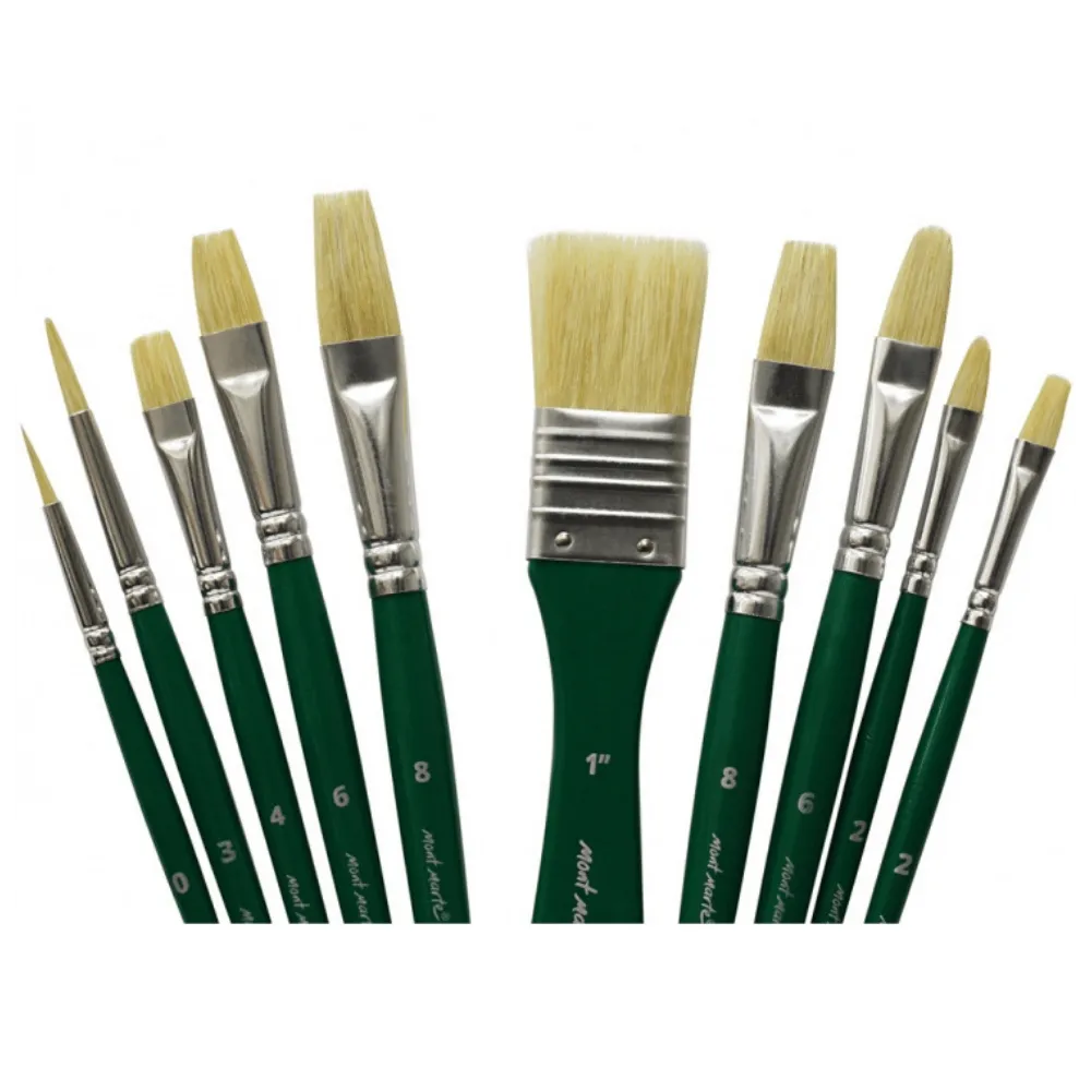 Oil Brush Set 11pcs in Wallet Hog Bristles Brushes Acrylic Painting