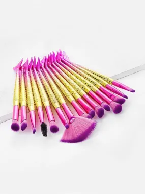 Ombre Mermaid Handle Makeup Brush 15pcs