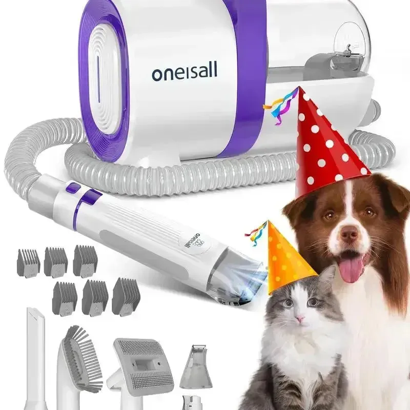 Oneisall Dog Hair Vacuum & Grooming Kit with Clipper & Nail Grinder