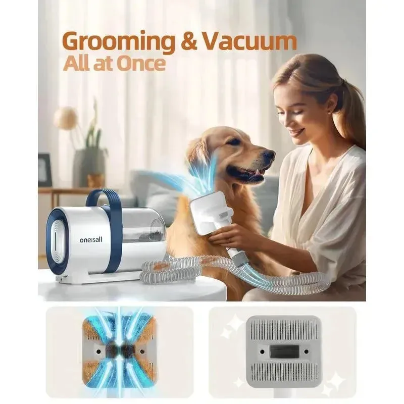 Oneisall Dog Hair Vacuum & Grooming Kit with Clipper & Nail Grinder