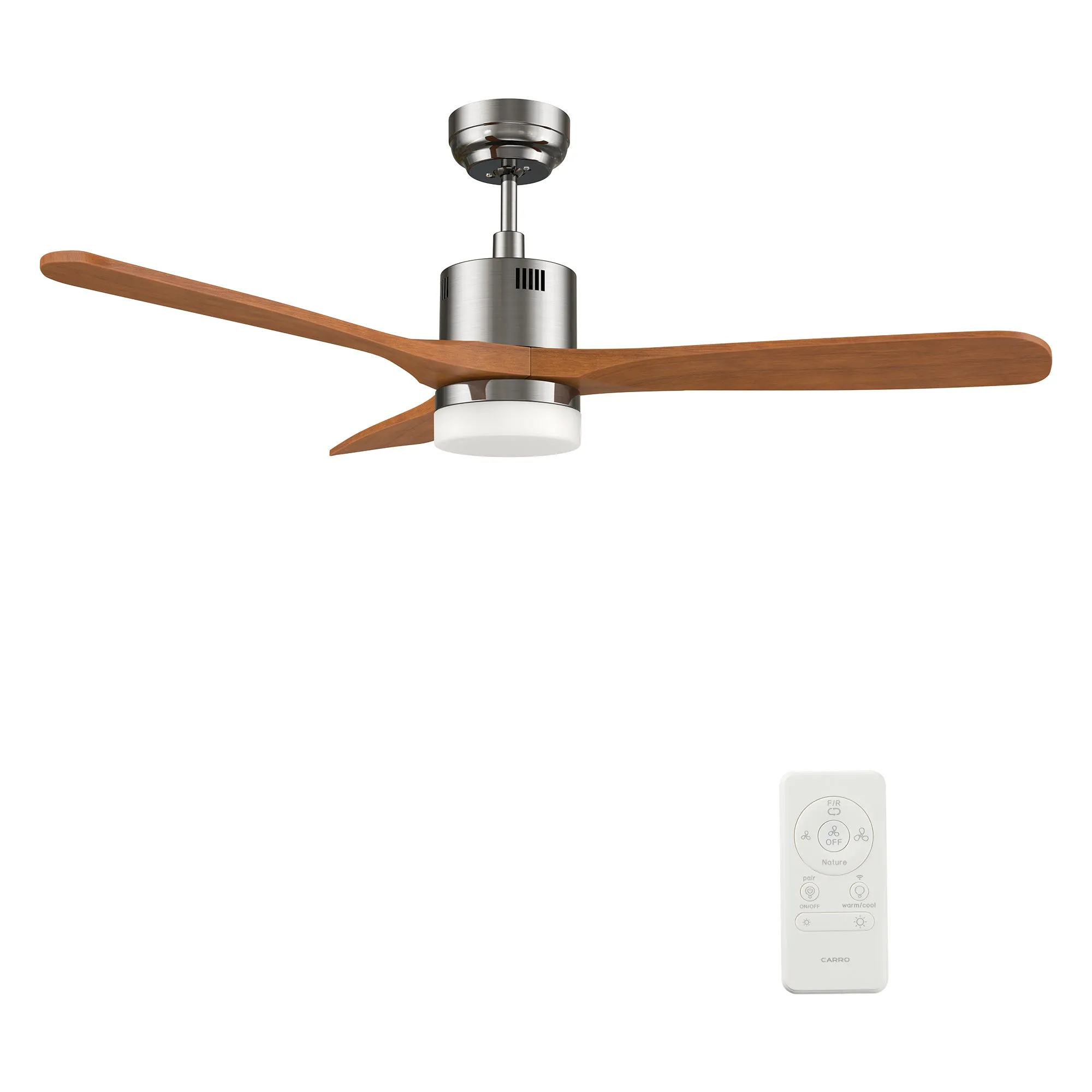 PALMER 52 inch 3-Blade Smart Ceiling Fan with LED Light Kit & Remote- Silver/Antique Walnut