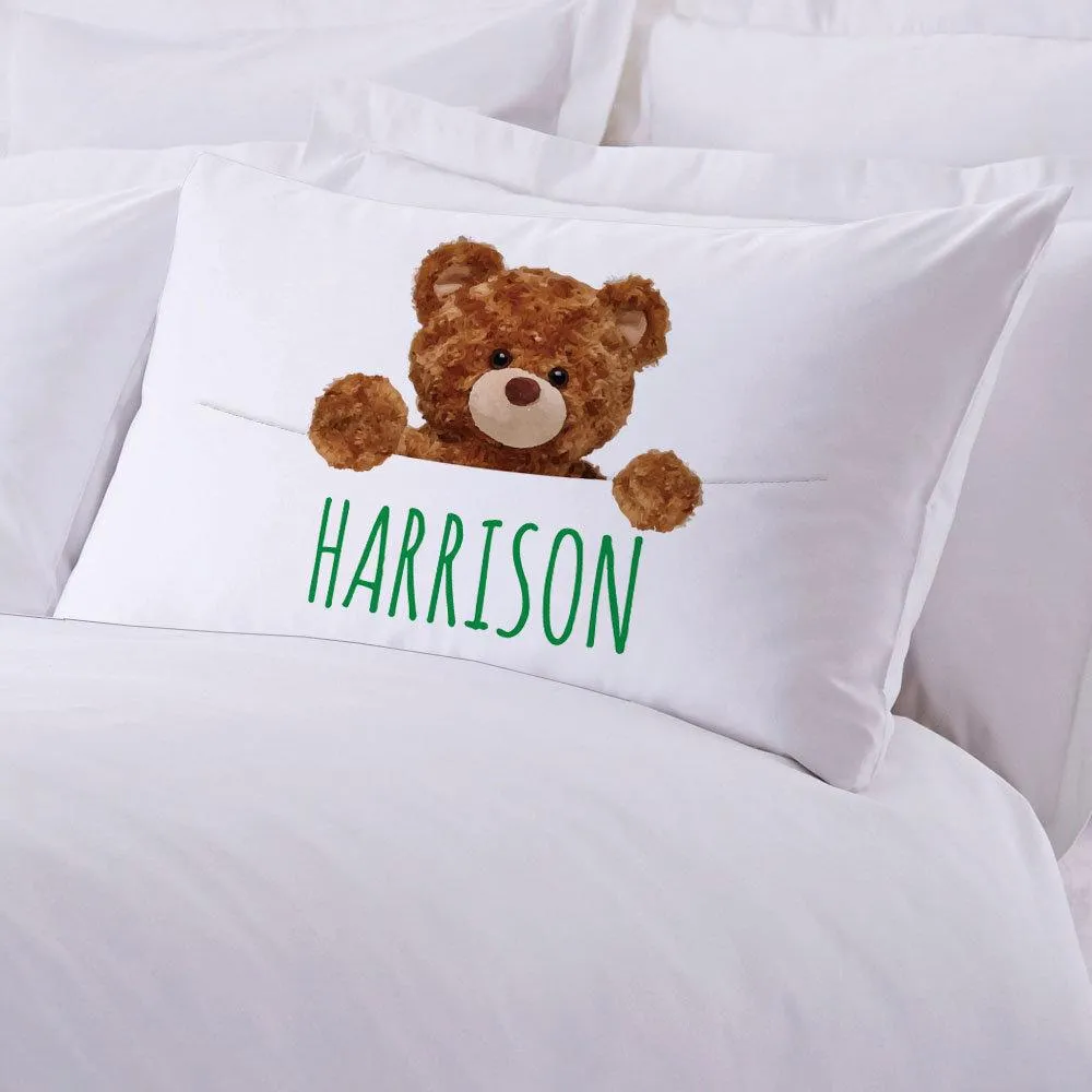 Personalized Crowned Teddy Bear Sleeping Pillowcase