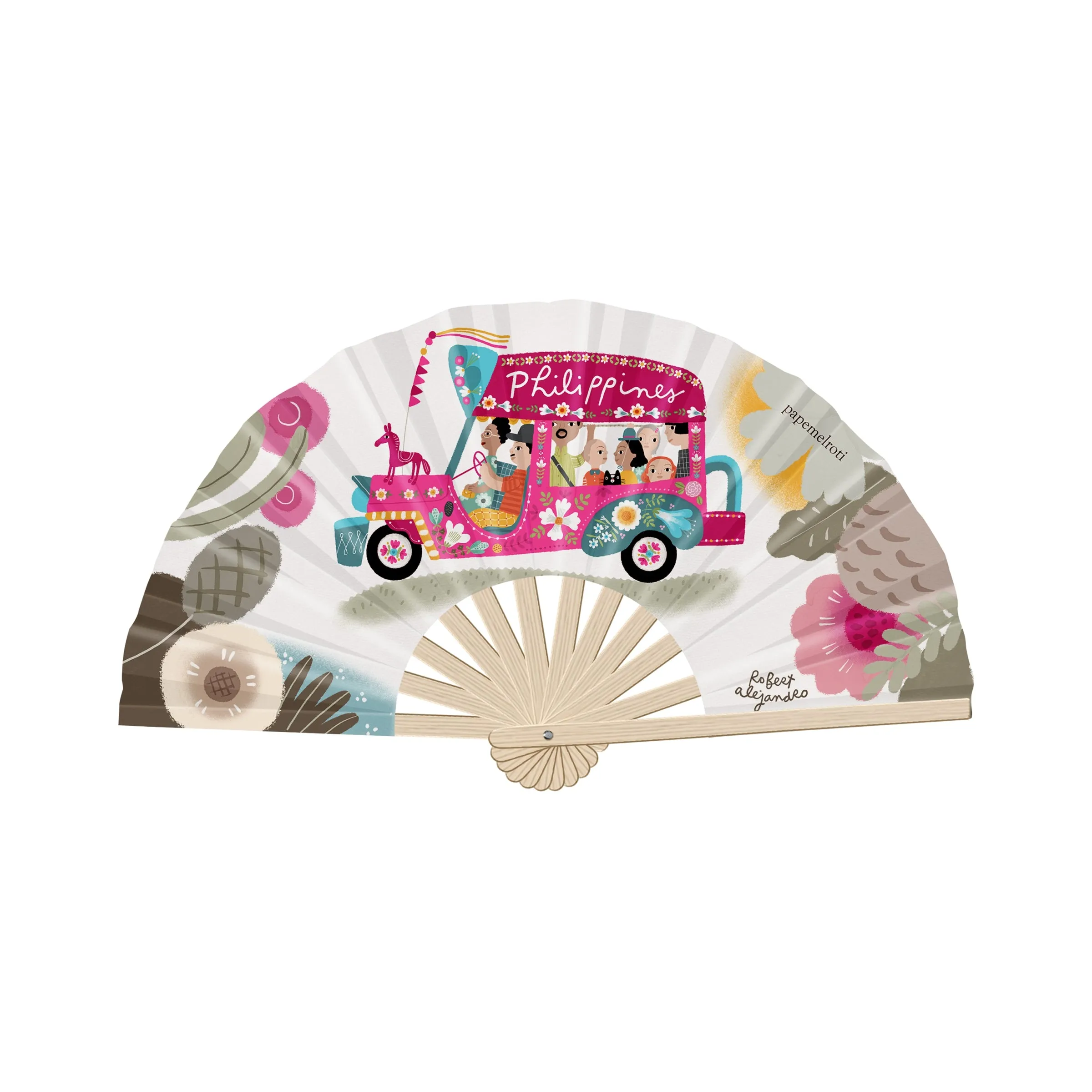 Philippine Jeepney: Floral Pink Fan