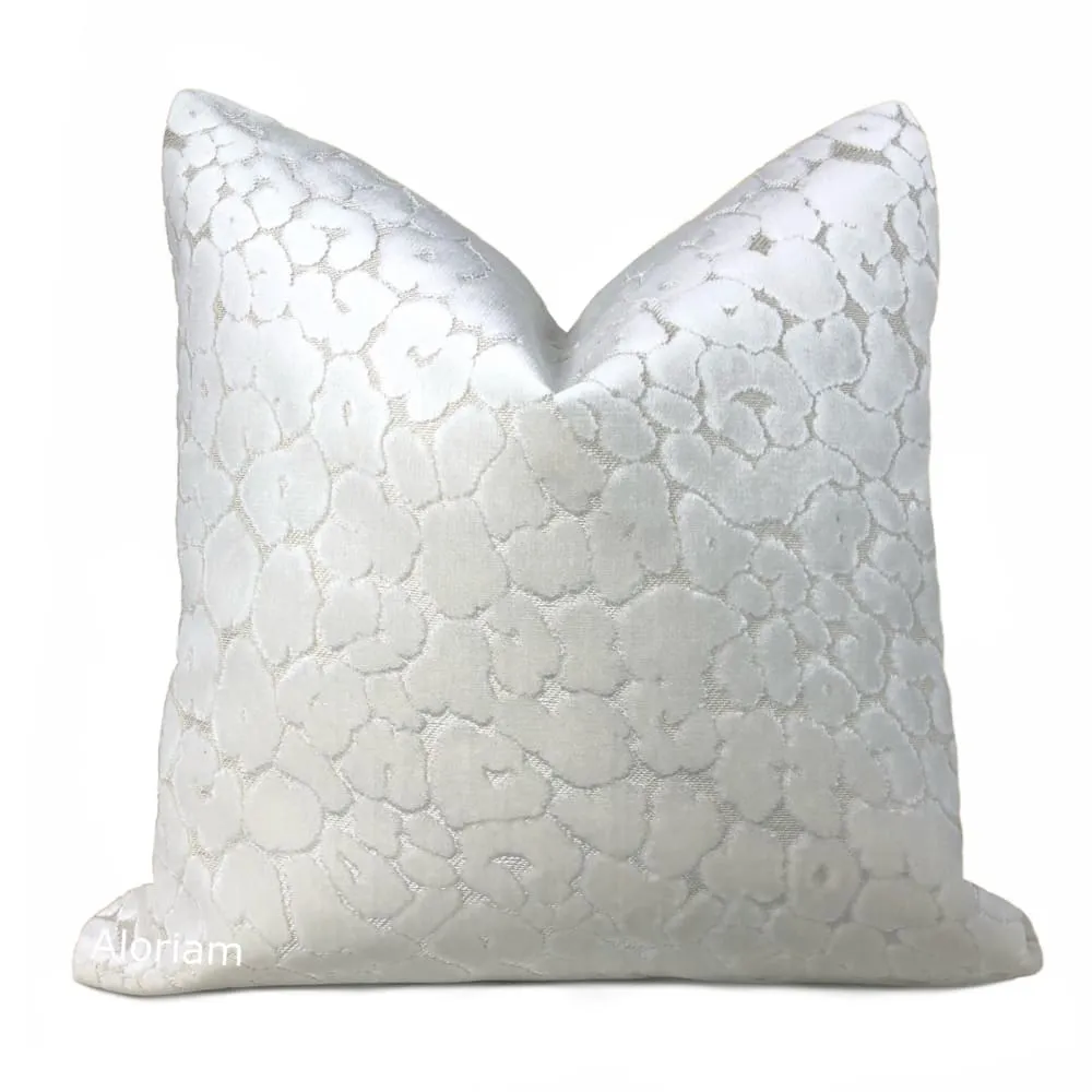 Phoebe Snow White Leopard Velvet Pillow Cover