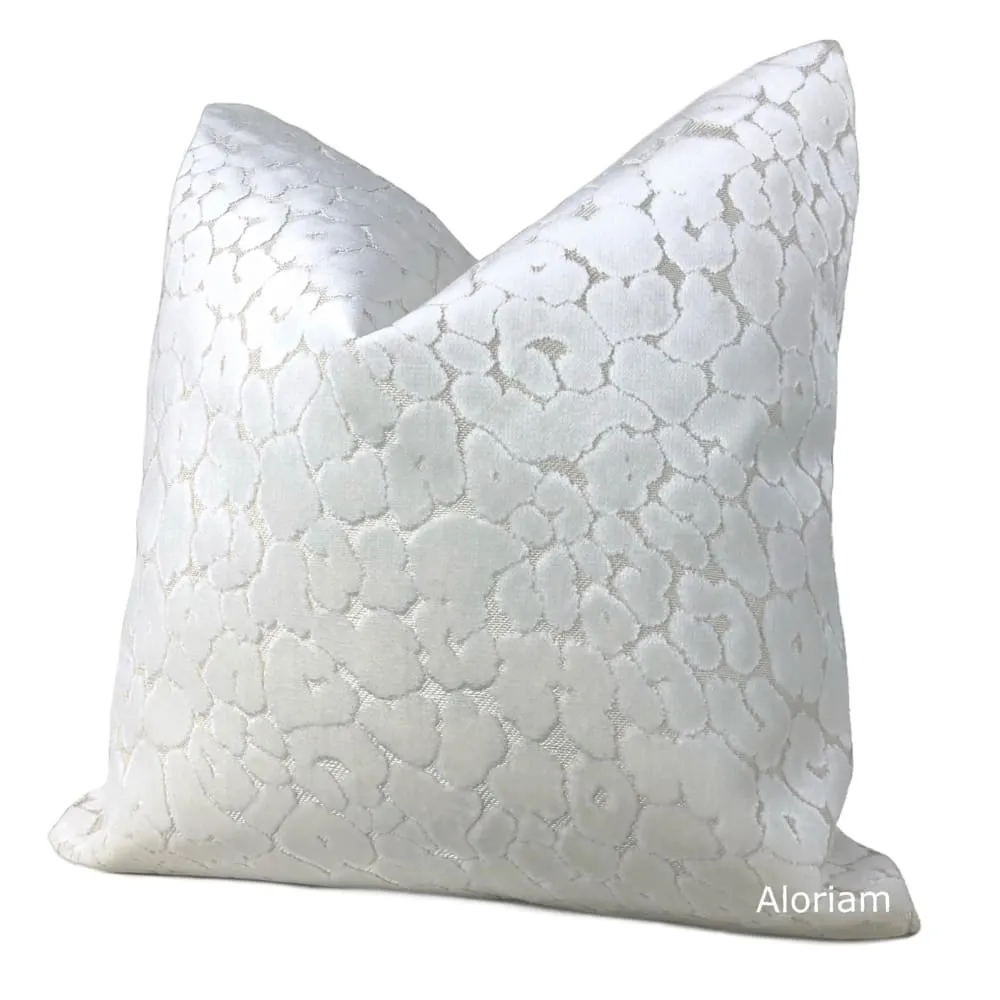 Phoebe Snow White Leopard Velvet Pillow Cover