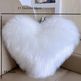 Pink Imitation Wool Love Heart Pillow Plush Sofa Pillow Cushion Including Pillow Core for Girls Bedside Christmas, Halloween Gift