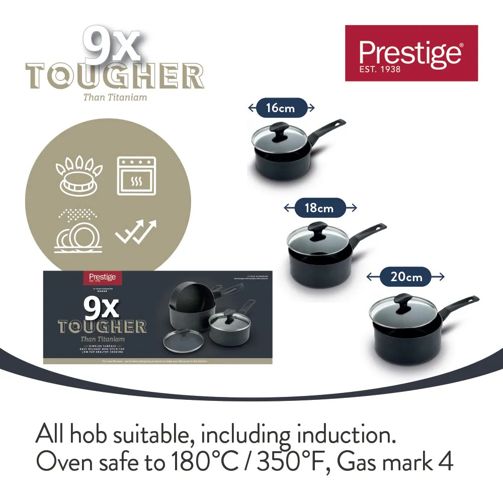 Prestige 9 x Tougher Aluminium Saucepan Set