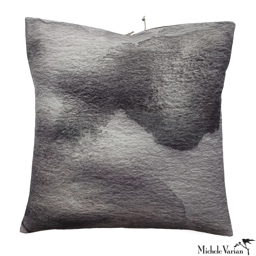 Printed Velvet Pillow Smudge Carbon 22x22