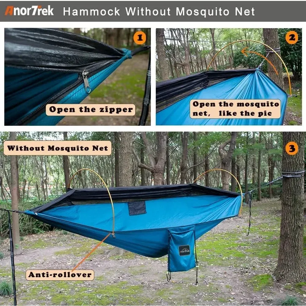 Professional Camping Hammock with Mosquito Net, Lightweight Portable Double Hammock with Two 10 FT Hammock Tree Straps, 230T Nyl