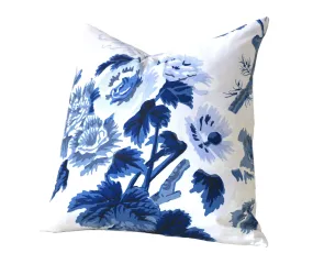 Pyne Hollyhock pillow cover / Indigo Pillow cover / Schumacher Pyne Pillow Cover / Indigo Rose Pillow Cover / Indigo Pyne Hollyhock