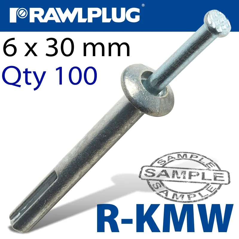 RAWLPLUG KMW METAL NAIL-INFIXING 6X30MM X100 PER BOX RAW R-KMW-06030