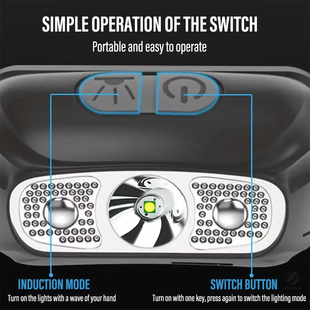 Rechargeable Fishing LED Headlamp Camping Headlight With Induction Sensor Waterproof Flashlight Ultra Light Lamp Body