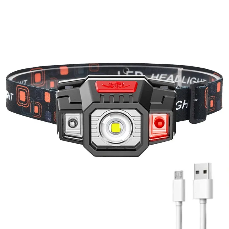 Rechargeable Head Lamp Portable LED Headlamp Outdoor Fishing Flashlight Built in Battery Wave Induction Motion Sensor Headlight