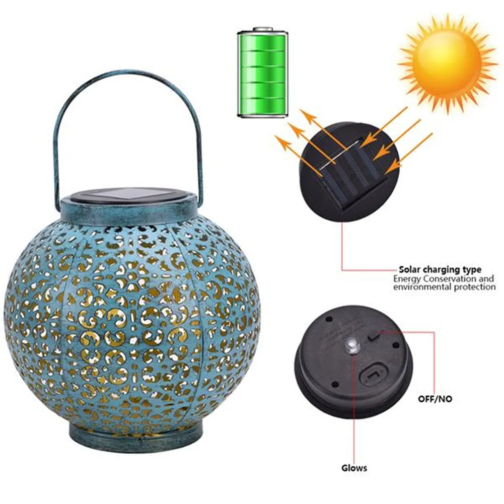 REDCOLOURFUL 600mAh Solar Lantern Lights for Hanging Table Outdoor Solar Light Blue