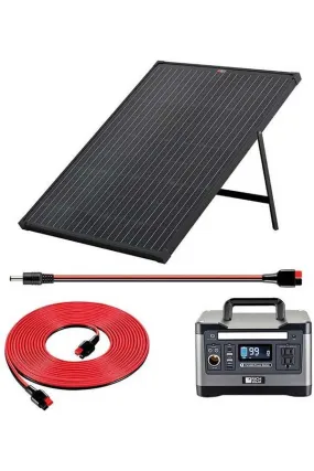 Rich Solar X500 Solar Generator Kit 540Wh Generator and 100 Watt Portable Solar Panel Black